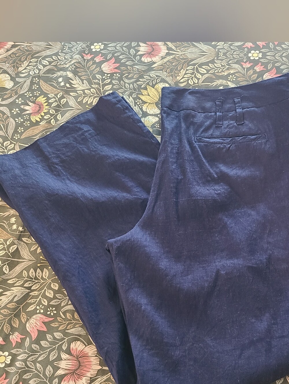 Navy linen blend pants